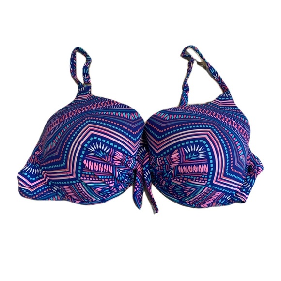 La Vie en Rose Aqua D-XX Large Patterned Bikini Top - Plus Size - Picture 1 of 7